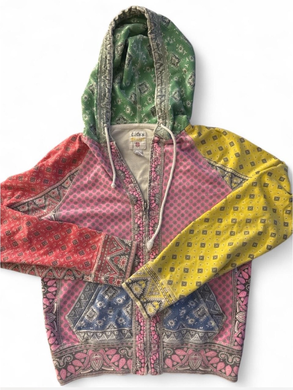 Vintage Y2K lucky brand paisley zip up hoodie